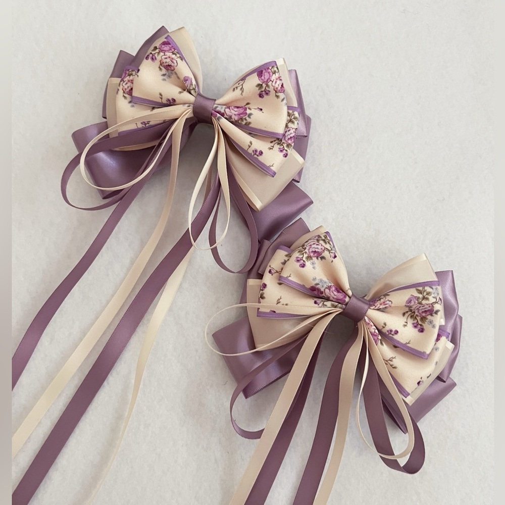 Floral Bow Hair Clips